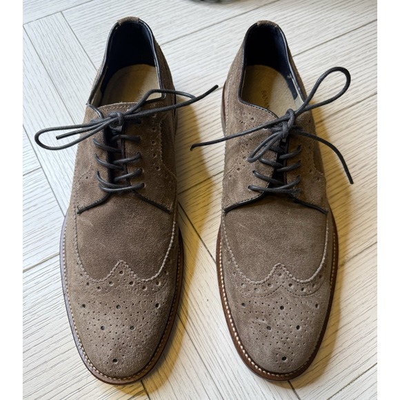 Banana Republic NWOT Men Suede Wingtip‎ Oxford Dress Lace Up Shoes Brown Sz 9 M